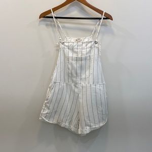Adorable white w/ black stripes overalls
